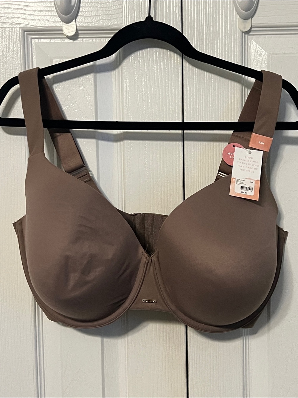 NWT Cacique Modern Luxe Lightly Lined Full Coverage Mocha Seamless Bra Size 38H
